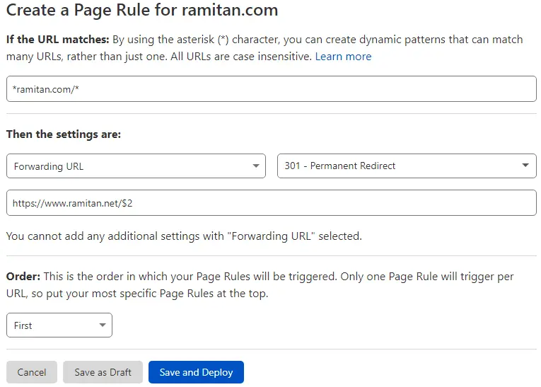 Page Rule Forward Domain Cloudflare