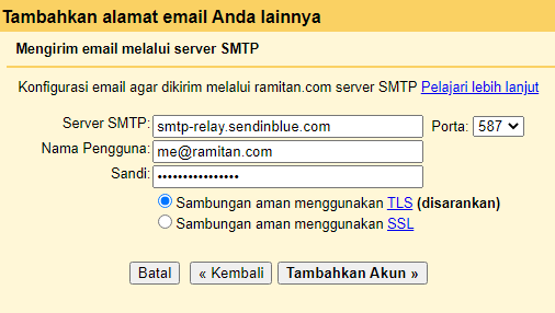 gmail smtp sendinblue